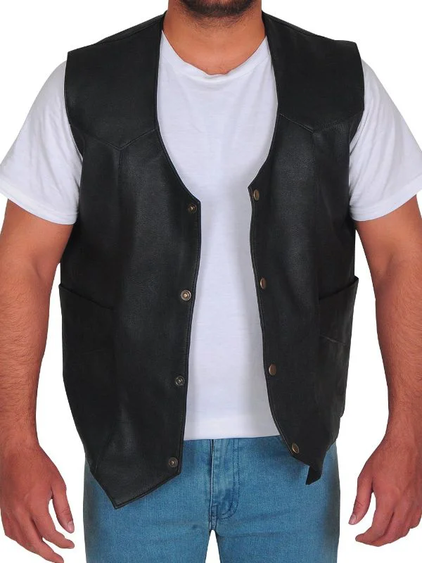 Fast 8 Movie Dwayne Johnson Black Leather Vest