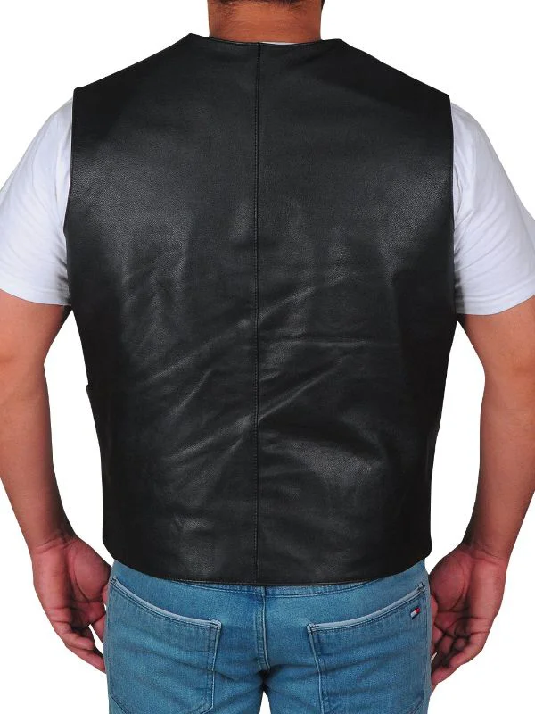 Fast 8 Movie Dwayne Johnson Black Leather Vest