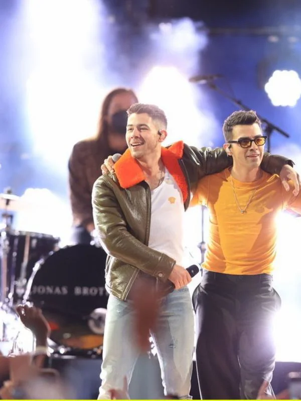 Jonas Brothers BBMAs 2021 Nick Jonas Brown Leather Jacket