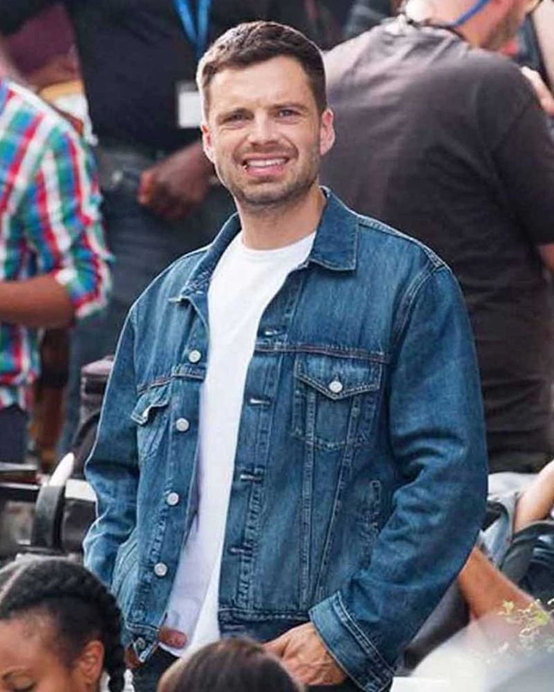 ebastian Stan 2022 Movie The 355  Nick Blue Denim Jacket