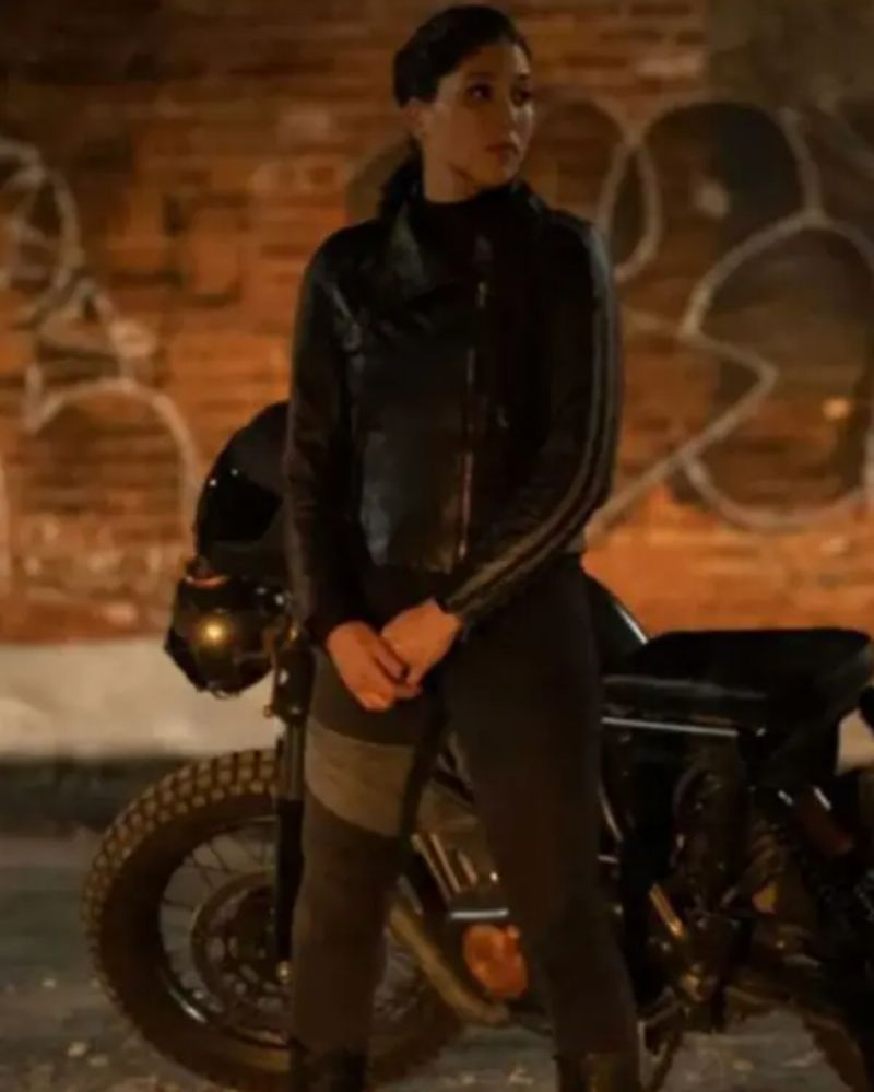 Alaqua Cox tv series Hawkeye Echo Black Leather Jacket