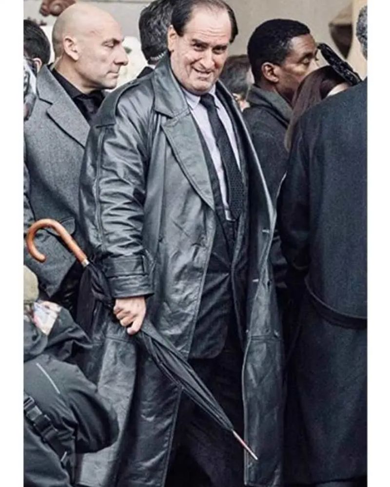 Colin Farrell The Batman 2022 The Penguin Black Leather Coat
