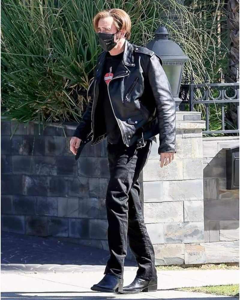  Nicolas Cage 2022 Black Leather Jacket