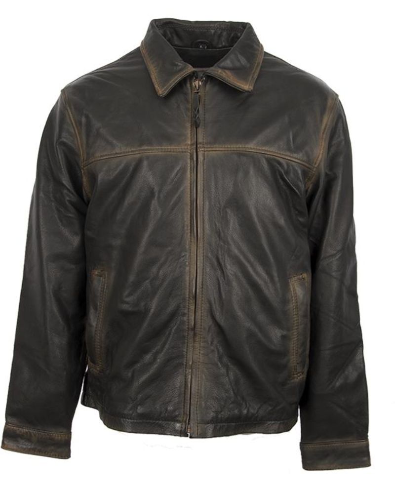 The Yellowstone Cattle Thief Ranch Distressed Black Leather Jacket