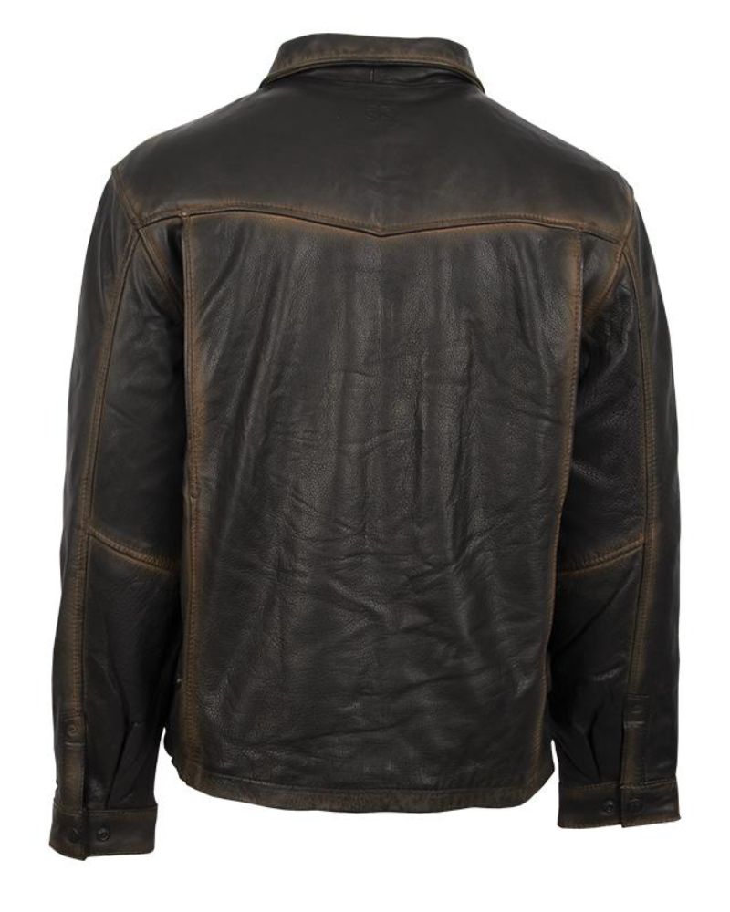 The Yellowstone Cattle Thief Ranch Distressed Black Leather Jacket
