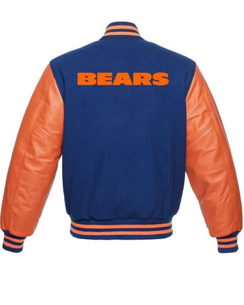 Men Stylish Chicago Bears Varsity Orange and Blue Jacket