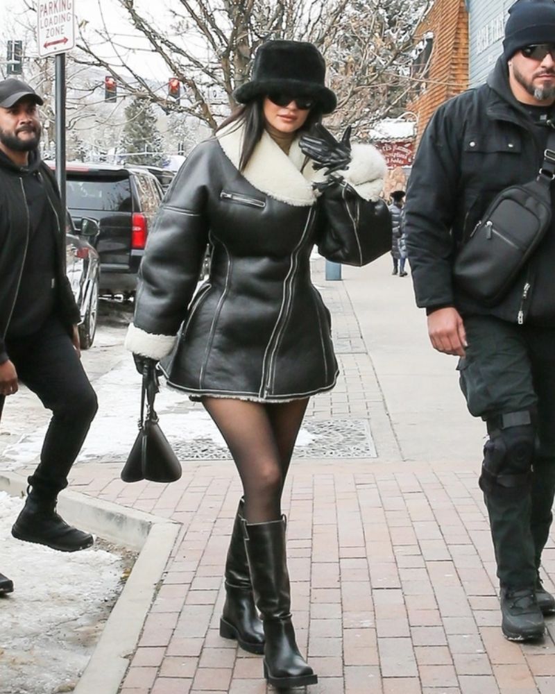 media personalitymedia Kylie Jenner Black Leather Jacket