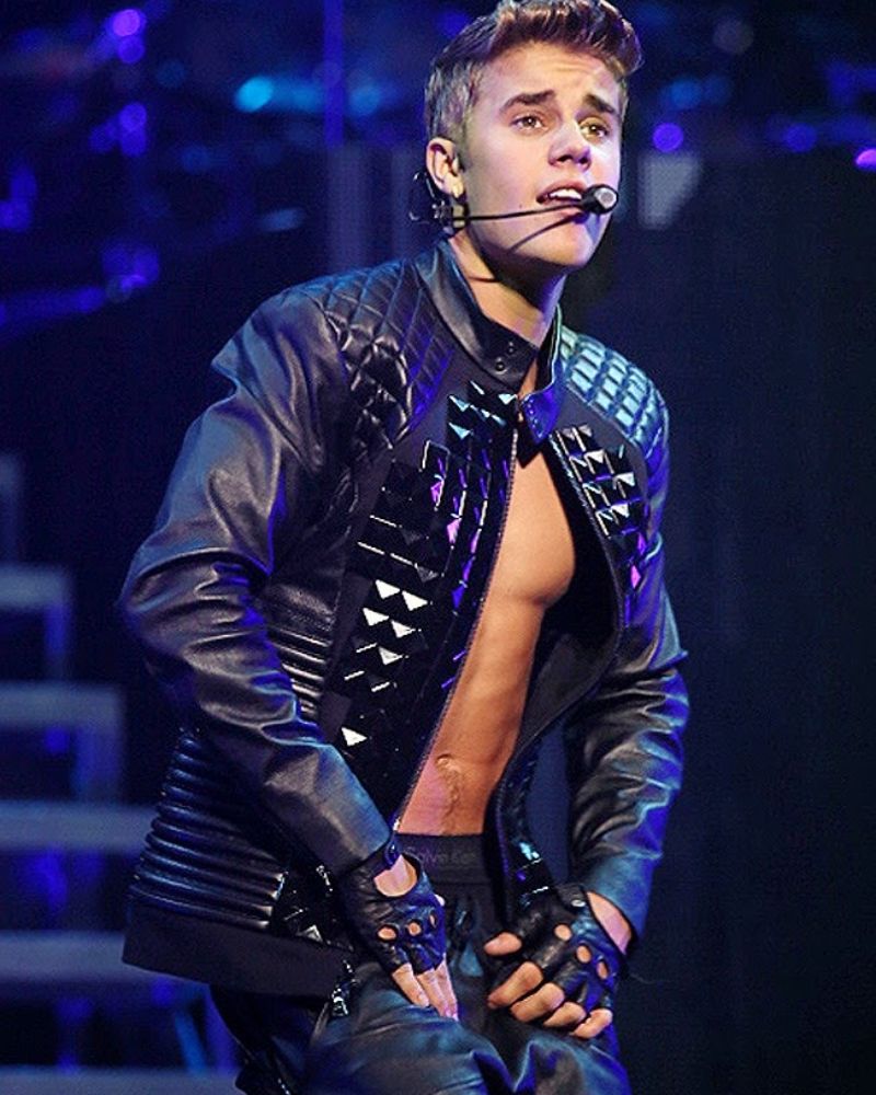 Singer Justin Bieber Believe Tour Casino Center Black Leather Jacket
