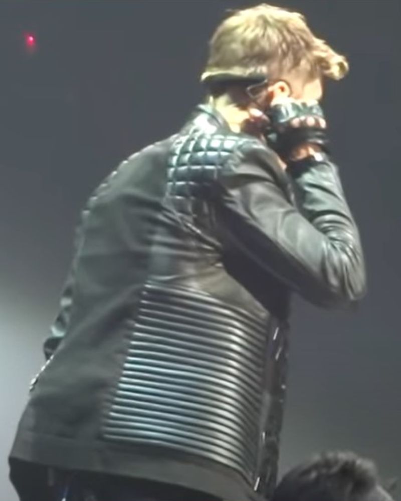 Singer Justin Bieber Believe Tour Casino Center Black Leather Jacket