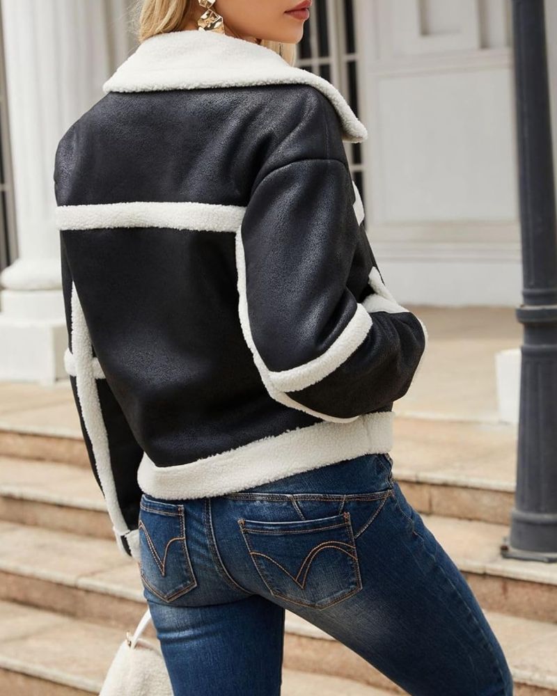 Yinawsky Cropped Shearling Moto Jacket Embrace Timeless Style