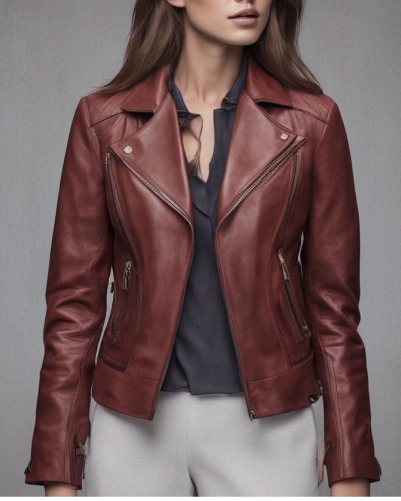 Signature Style Slim-Fit Leather Jacket for Women