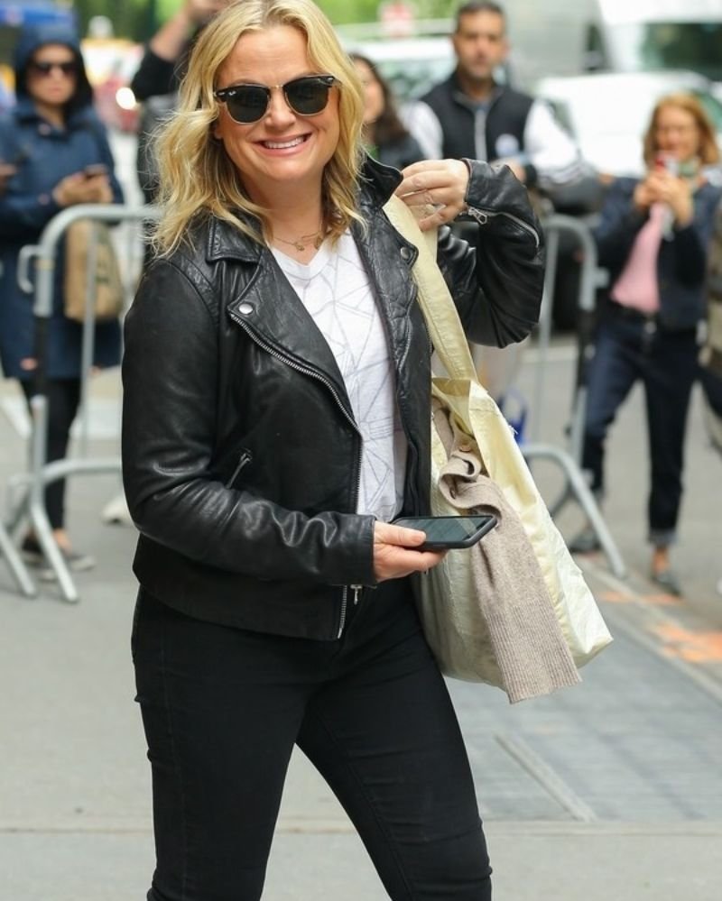 Amy Poehler Black Leather Jacket