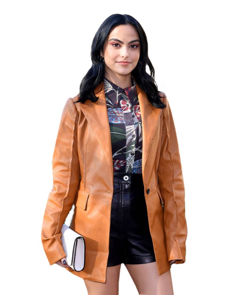 Camila Mendes Stylish Leather Tan Brown Jacket