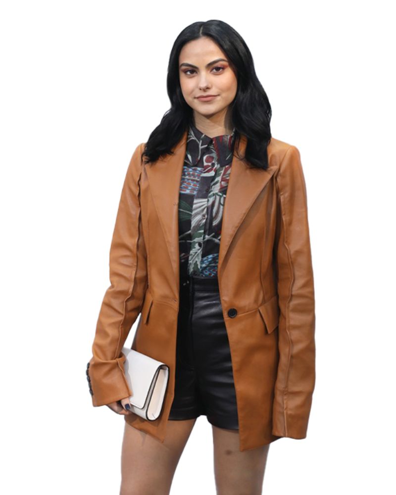 Camila Mendes Stylish Leather Tan Brown Iconic Leather Jacket