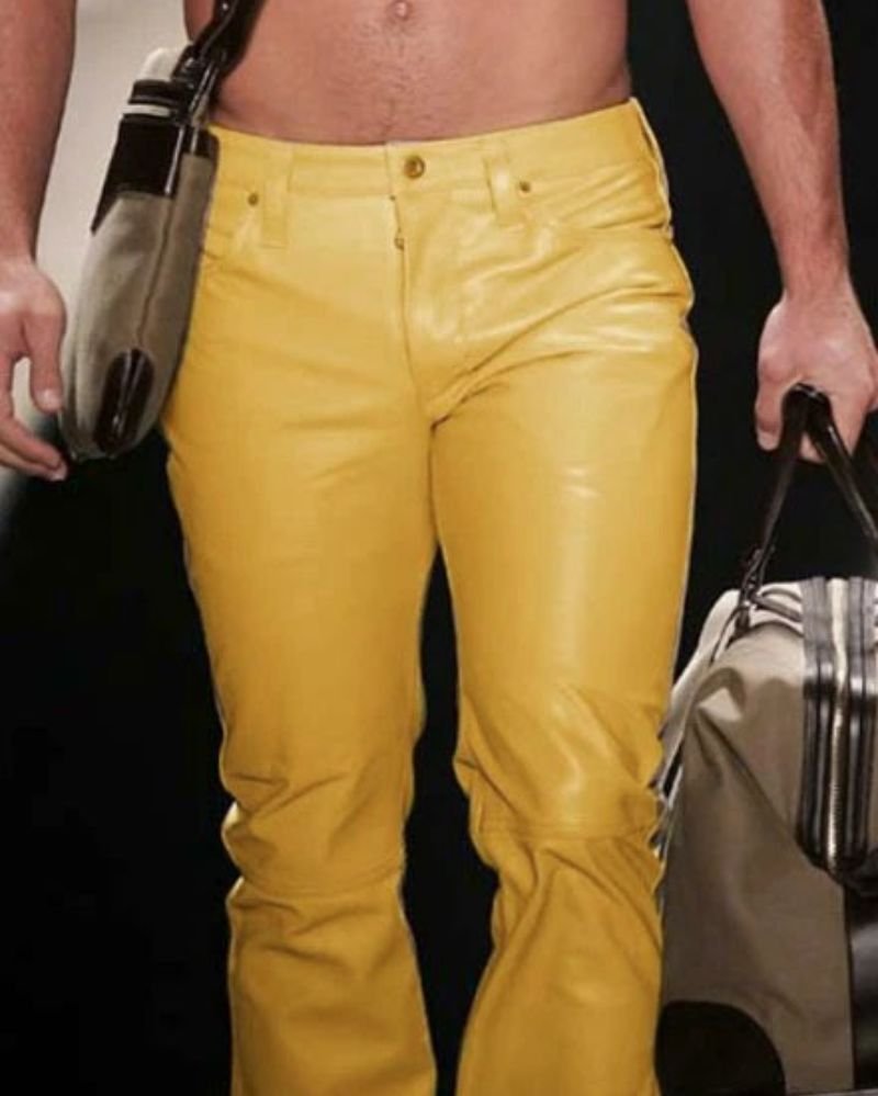 Turn Heads with Trendy and Stylish Yellow Leather Jeans