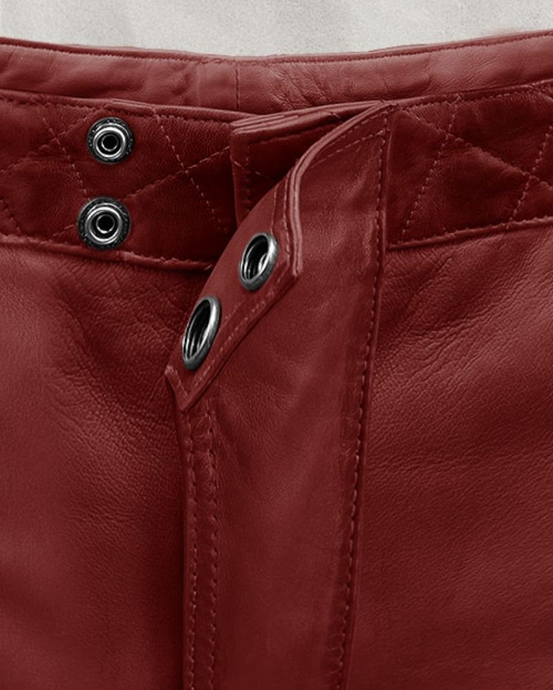 Outlaw Burnt Red Leather Pants – Bold & Stylish for the Modern Rebel