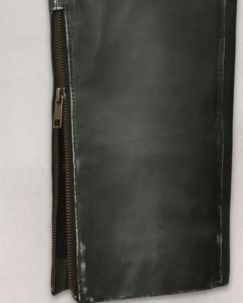 Ricky Martin Style Leather Pants – Edgy Rubbed Charcoal Design