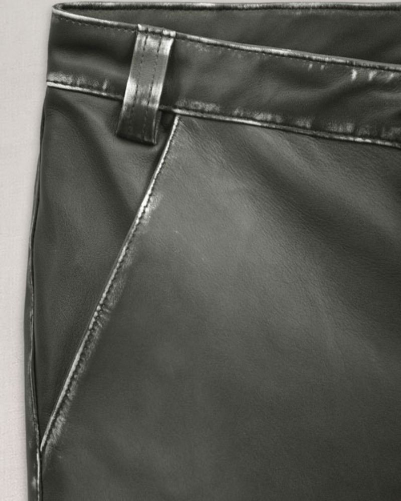 Rubbed Charcoal Ricky Martin Leather Pants