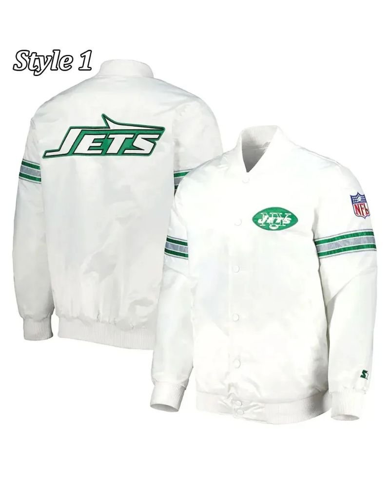 Full-Snap Starter The Power Forward New York Jets White Jacket