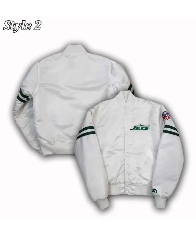 Full-Snap Starter The Power Forward New York Jets White Jacket Style 2