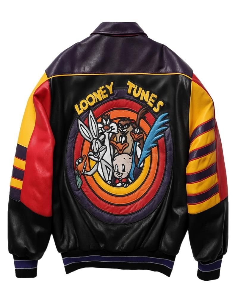 Looney Tunes Cartoon Leather Bomber Jacket – Vintage Style
