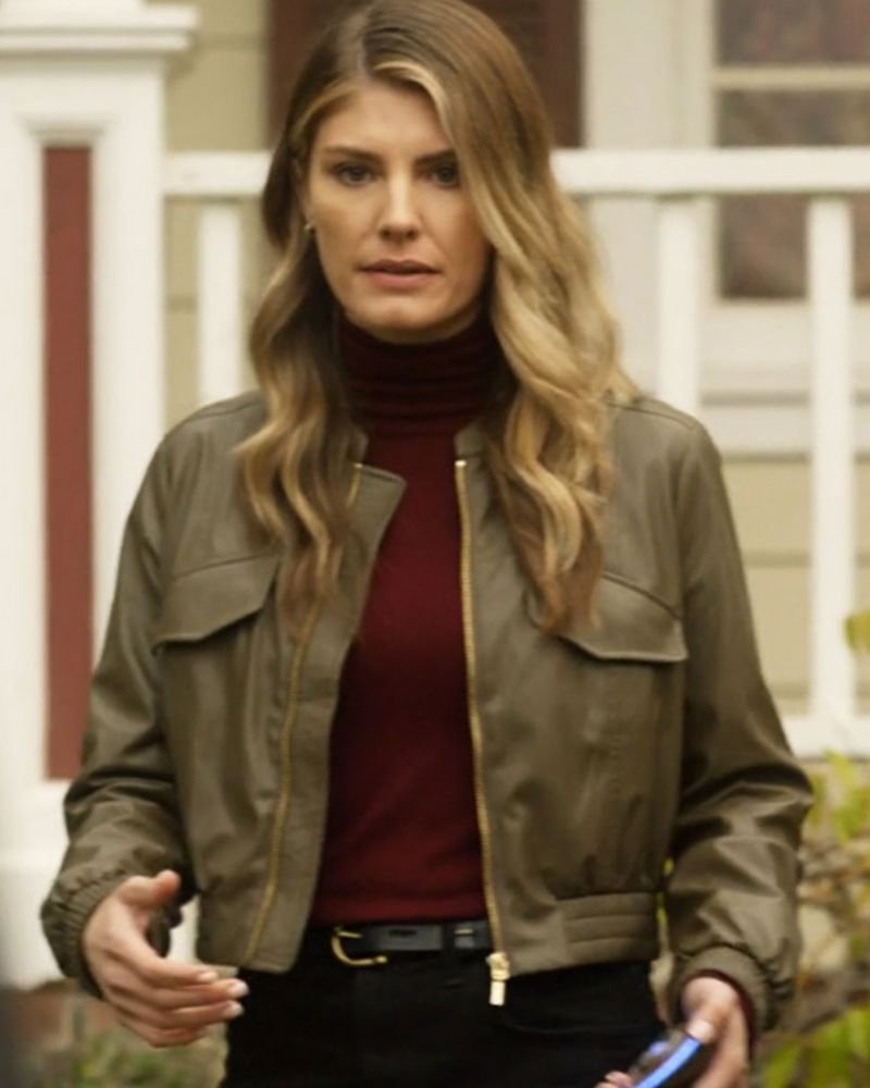Faux Leather Bomber Jacket Worn by Caitlin Bassett in Quantum Leap