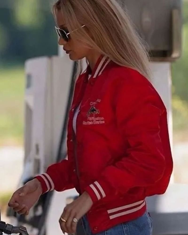 Buy Street Style 2025 Bella Hadid Varsity Jacket – Trendy Celebrity Outerwear