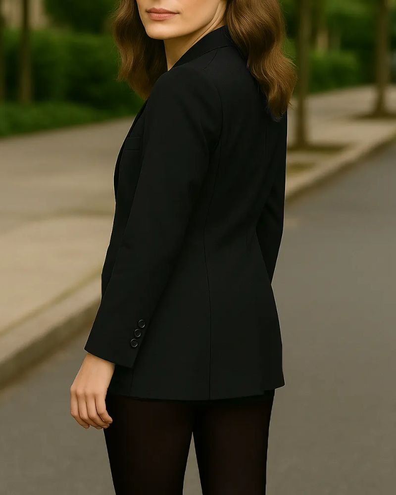 Buy Hailey Bieber Double-Breasted Black Tuxedo  Chic Celebrity Style