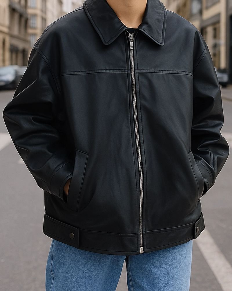 Hailey Bieber Black Leather Jacket  Celebrity Street Style Outfit