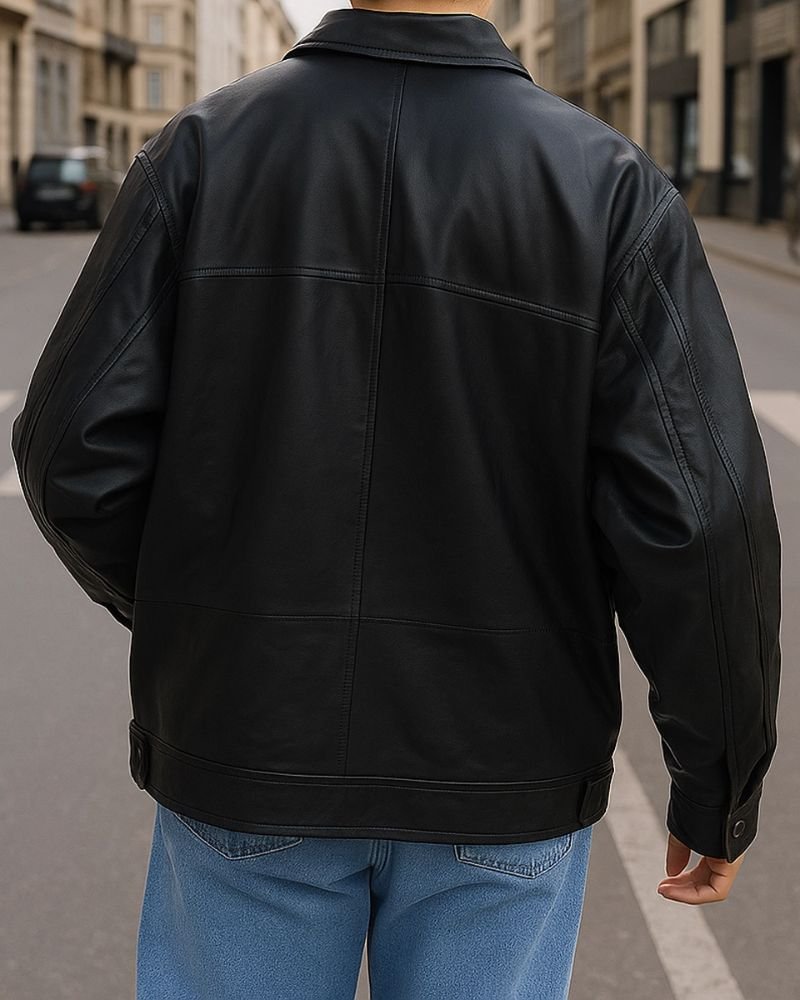 Hailey Bieber Inspired Black Leather Jacket  Fashion Icon Look