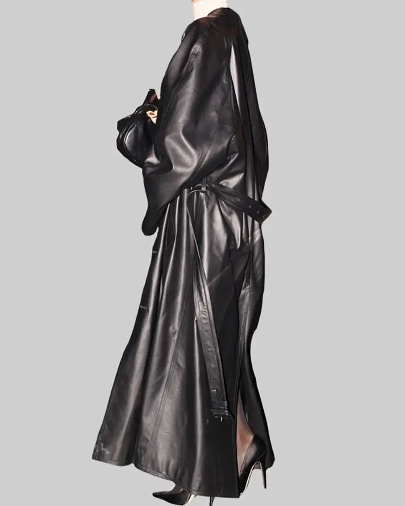 Hailey Bieber Black Trench Coat  Iconic Leather Fashion