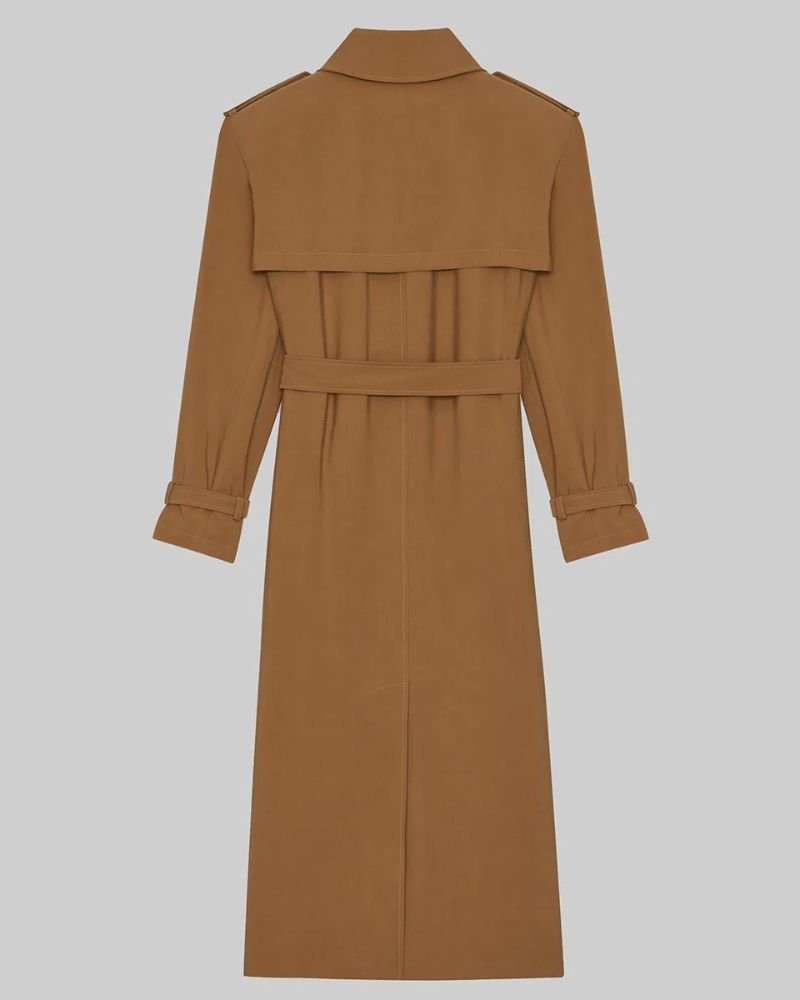 Get the Chic Hailey Bieber Brown Cotton Trench Coat  Fashion Must-Have