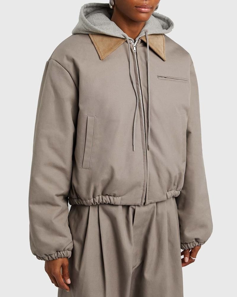 Celebrity Style Hailey Bieber Cropped Bomber Jacket  Must-Have Outerwear