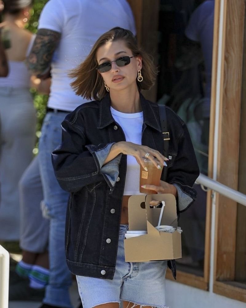 Shop Hailey Bieber Inspired Denim Jacket  Stylish Celebrity Look
