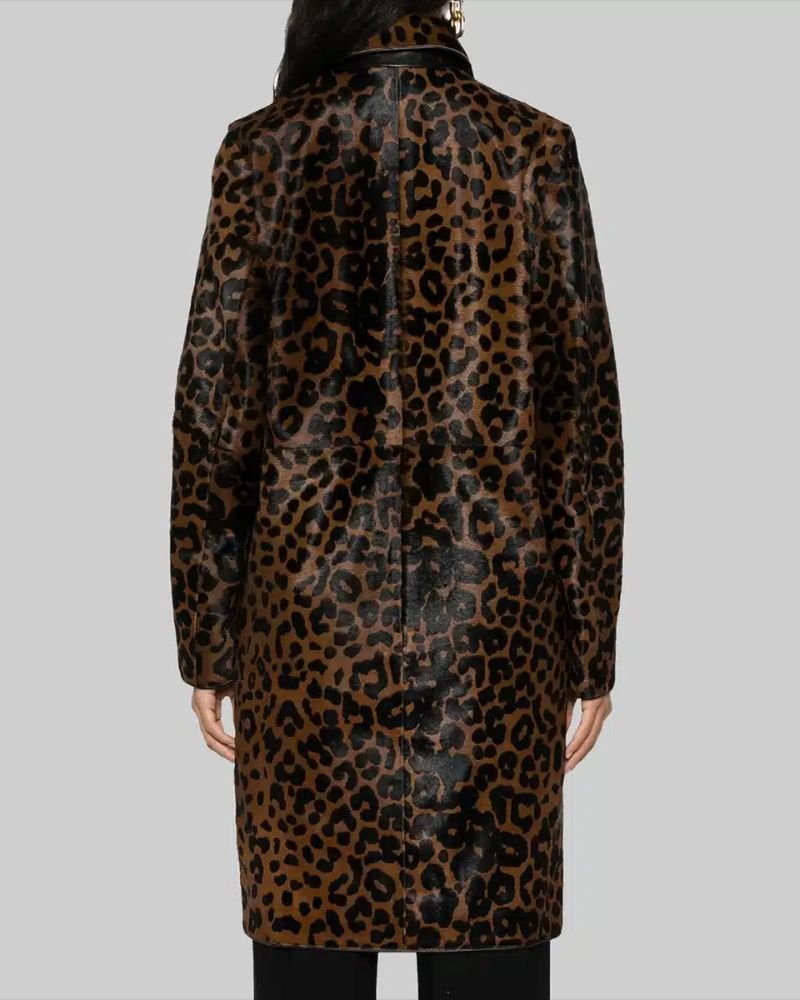 Unleash Bold Fashion with Hailey Bieber’s Leopard Brown Leather Coat