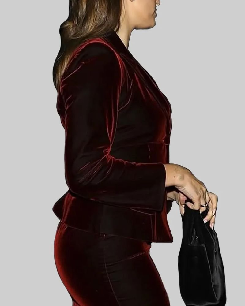 The Velvet Blazer Trend 2025  Hailey Bieber’s Iconic Outfit Idea