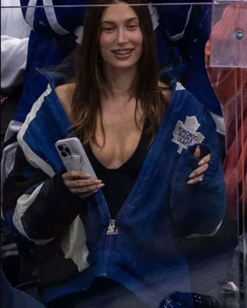 Toronto Maple Leafs x Hailey Bieber Jacket  Iconic NHL Celebrity Style