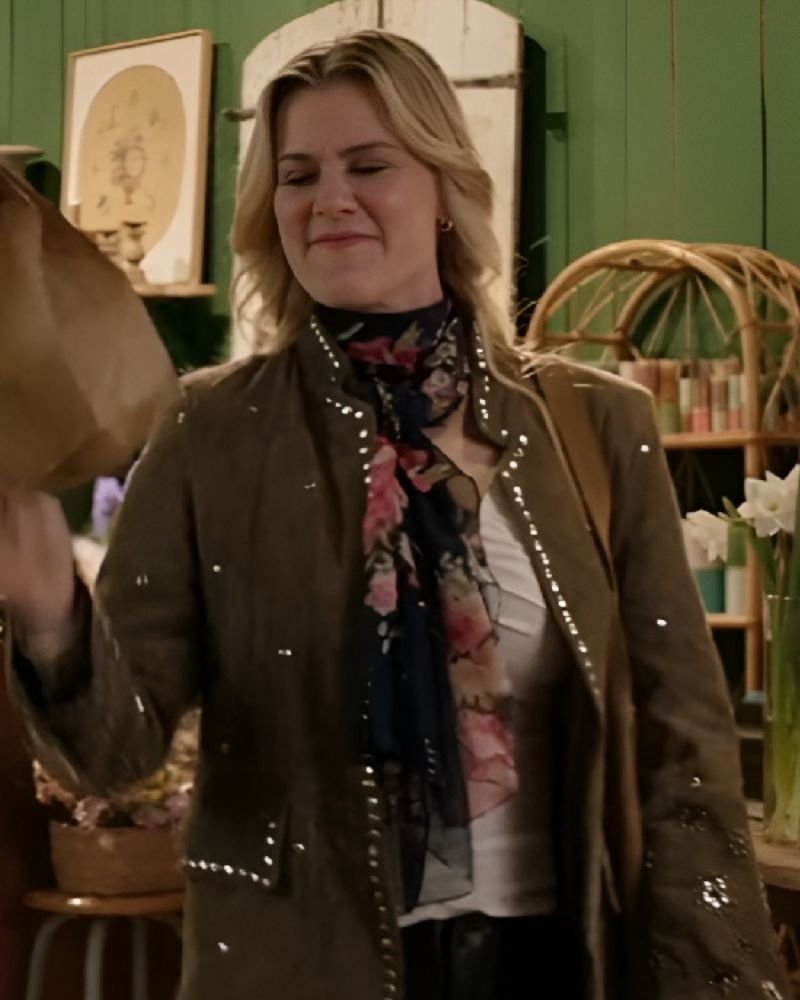 Erica To Barcelona Forever 2025 Brown Blazer  Suede Celebrity Outfit for Women