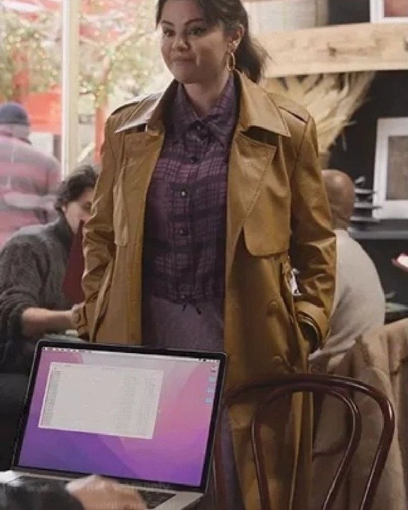 Get Mabel Mora Brown Leather Coat | Celebrity-Inspired TV Series Fashion