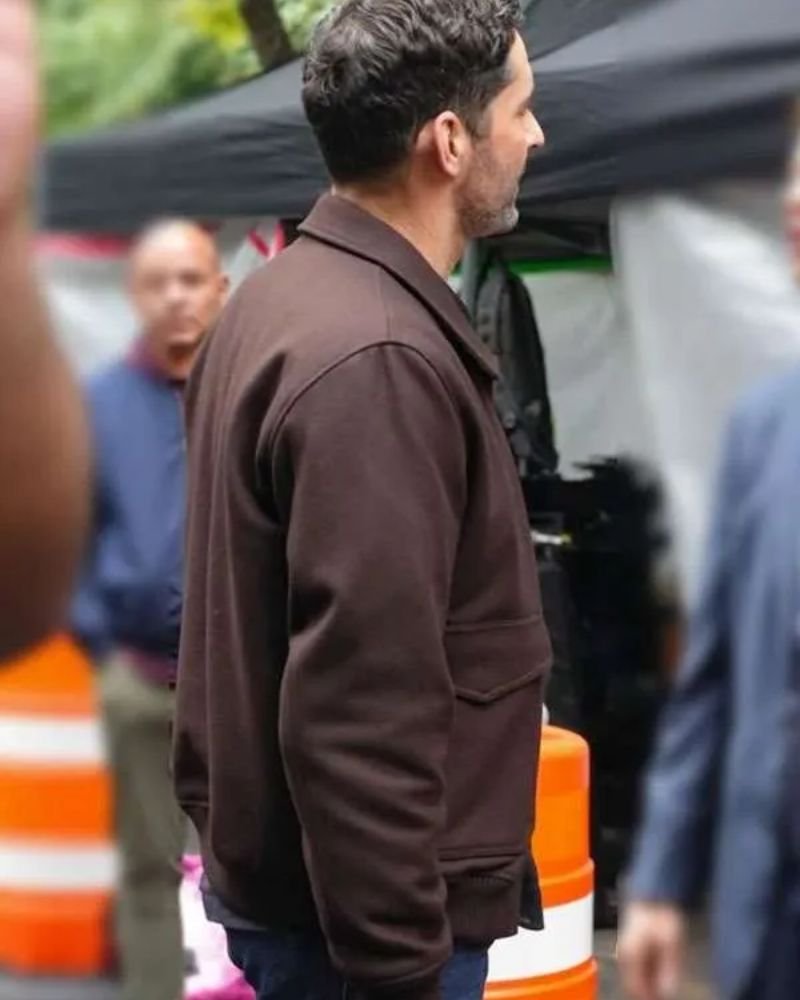 Shop Tom Ellis Brown Bomber Jacket  Effortless Celebrity Style