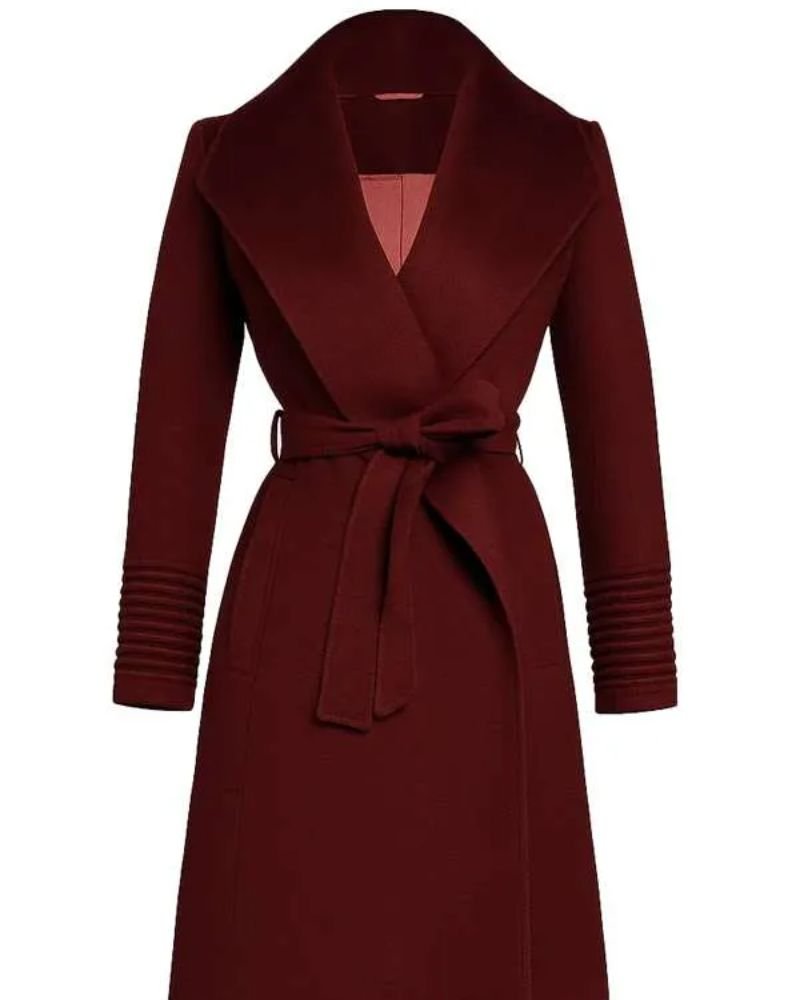 My Life with the Walter Boys Katherine Trench Coat  Elegant Maroon Wool Style