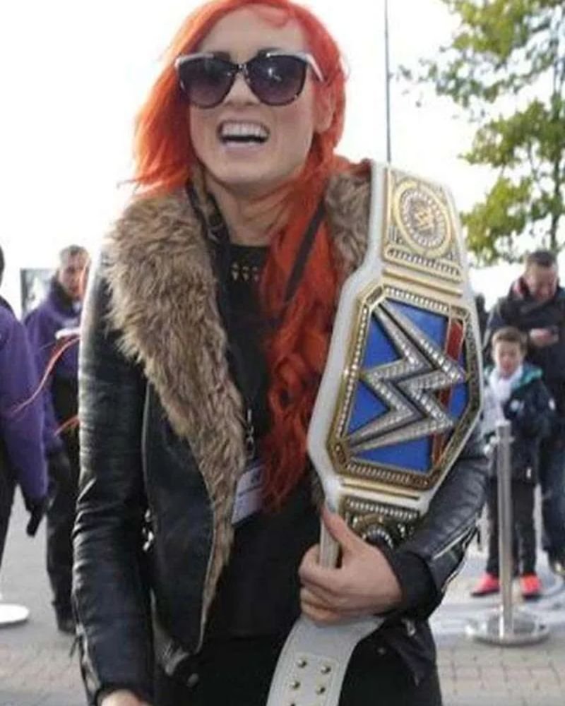 Inspired By Becky Lynch External Material: Real Leather Inner: Shearling Lining Front: Zipper Closure Collar: Shearling Collar Color: Black Pockets: 