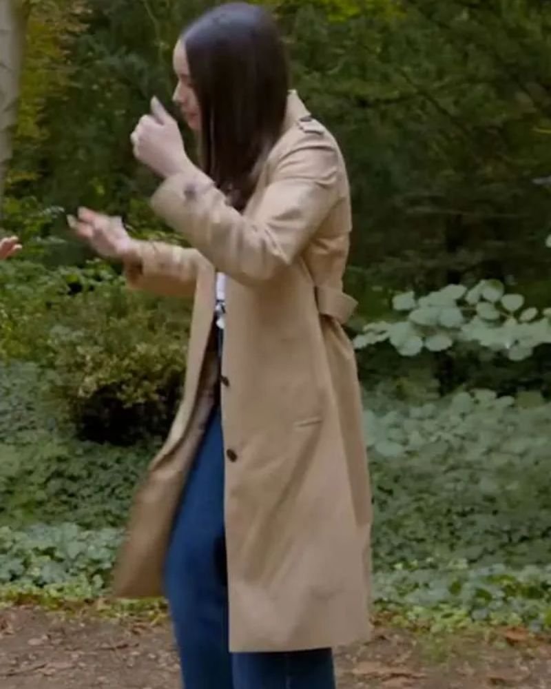 Sofia Carson Beige Trench Coat from My Oxford Year  Timeless Outerwear