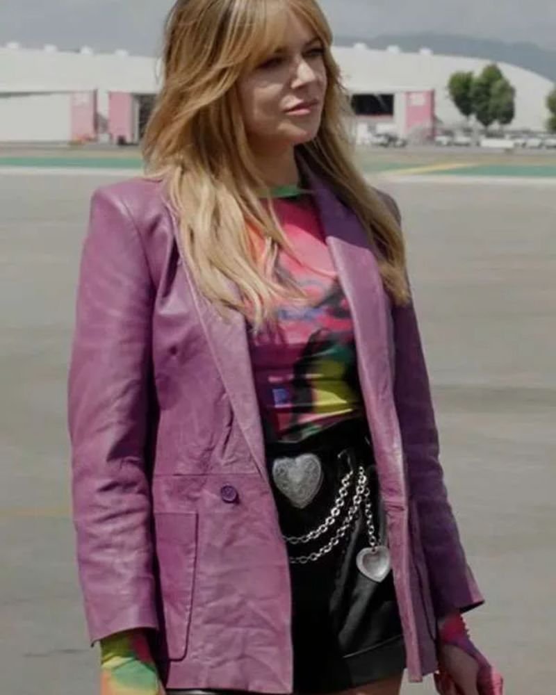 High Potential Morgan Gillory Purple Blazer  Trendy Women’s Leather Outfit