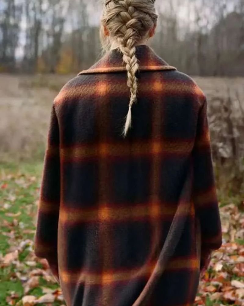 Evermore Fashion Edit  Taylor Swift’s Elegant Plaid Wool Coat