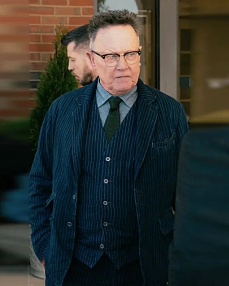 Get the Elegant Jeremiah Dunmire Pinstriped Blazer  Inspired by Tulsa King