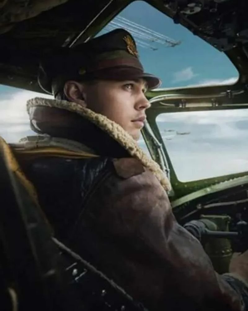 Austin Butler Masters of the Air Leather Jacket  Iconic WWII-Inspired Look