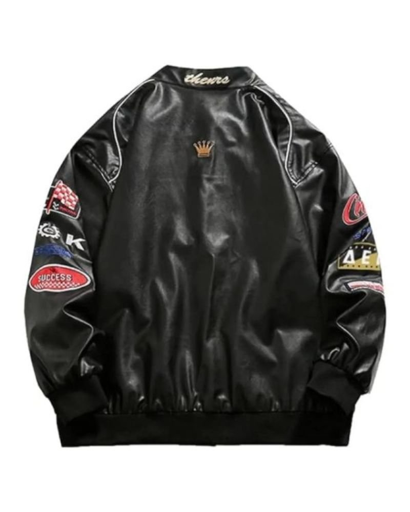 Champs Racing Real Leather Jacket  Classic Moto Style for Men