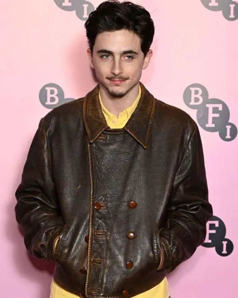Shop Timothée Chalamet A Complete Unknown Brown Jacket  Vintage Movie Style