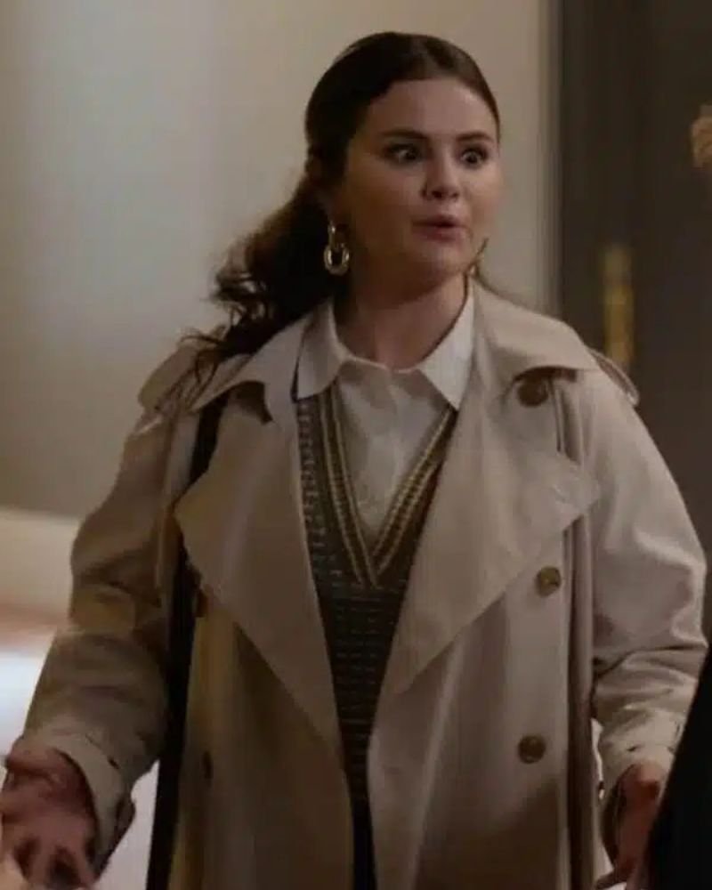 Get Selena Gomez’s Signature Look – Only Murders in the Building White Coat  Mjacket.com